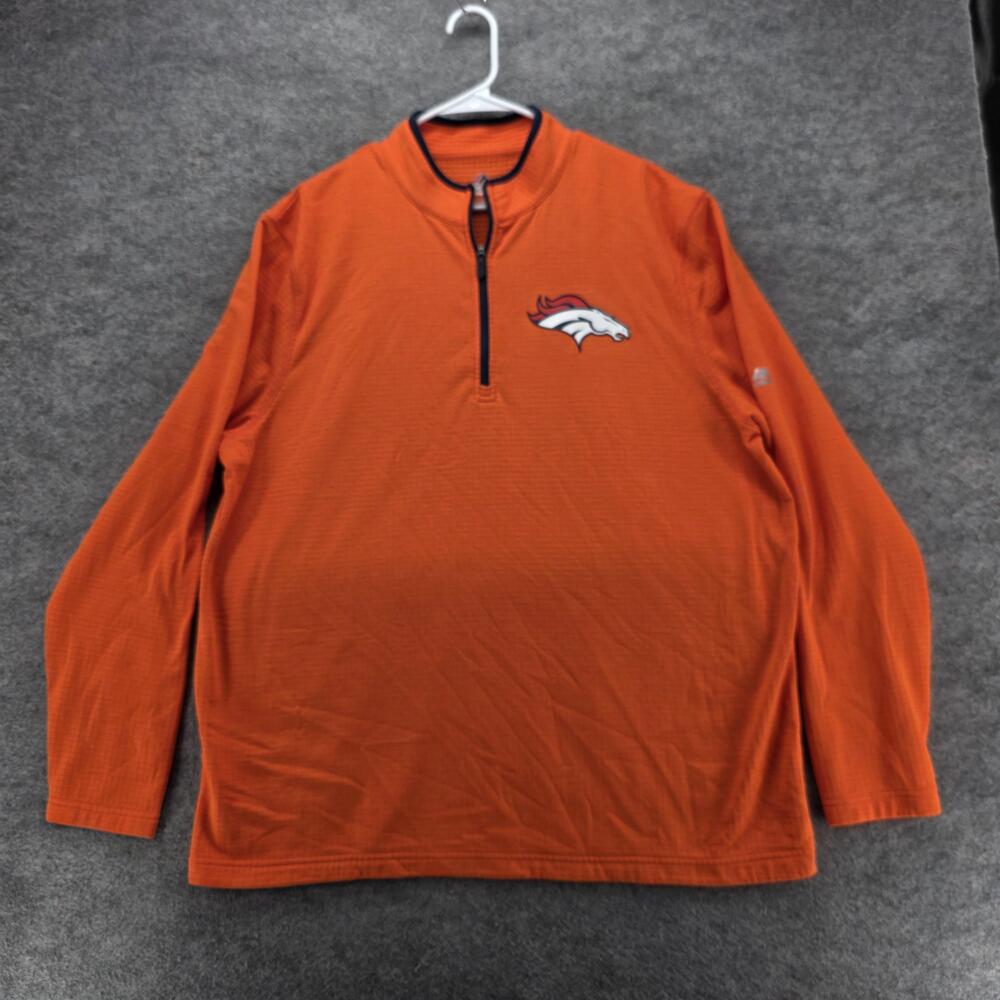 Denver Broncos Jacket Mens 2XL Orange NFL Football Majestic Quarter Zip Pullover
